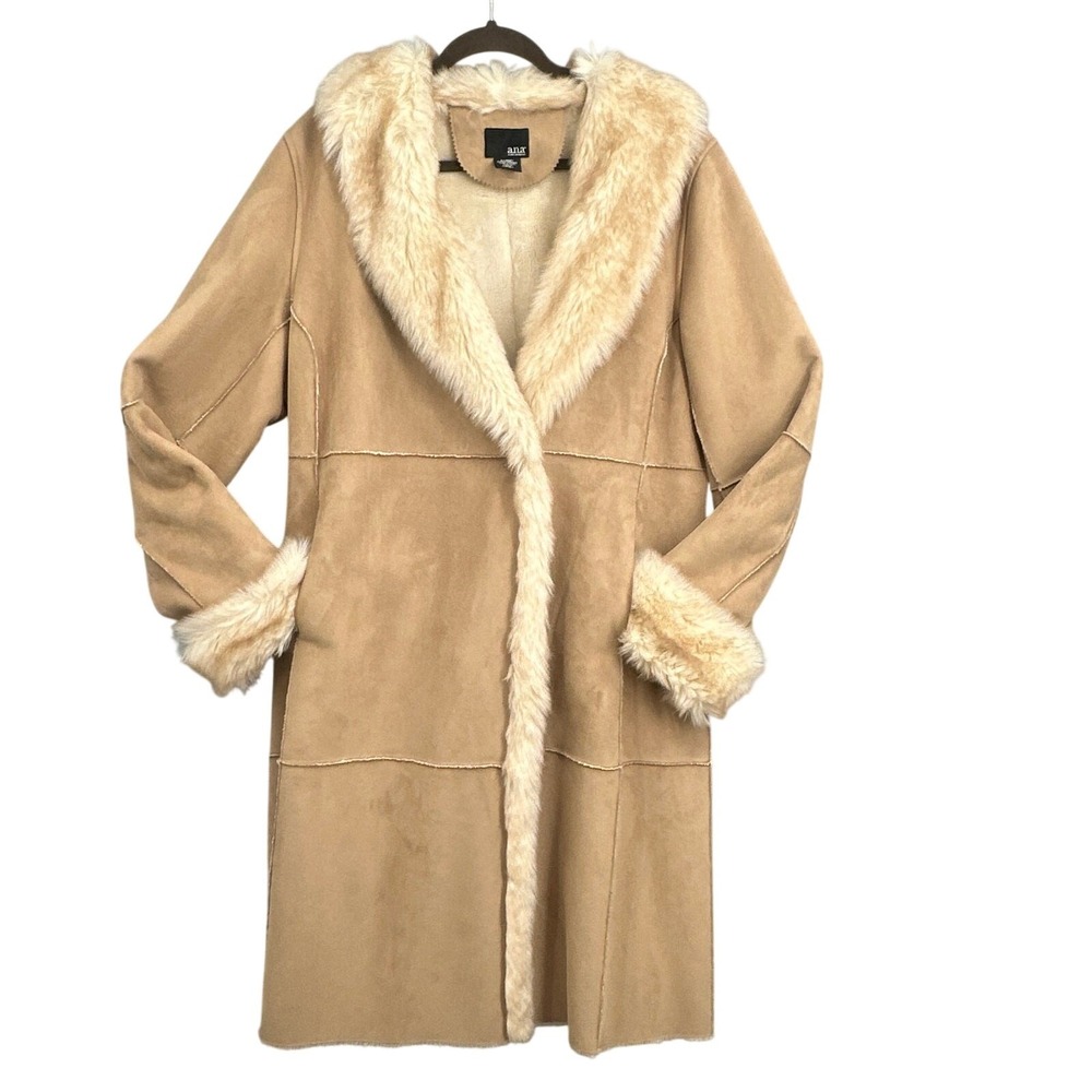 ana Faux Suede Coat XL Long Faux Fur Winter Boho Penny Lane Old Money Cozy Chic